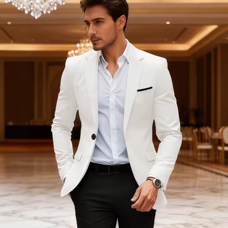 Blazer homme coupe slim - Veste business casual en mélange polyviscose (S-6XL, Noir/Blanc/Bordeaux/Bleu/Gris)