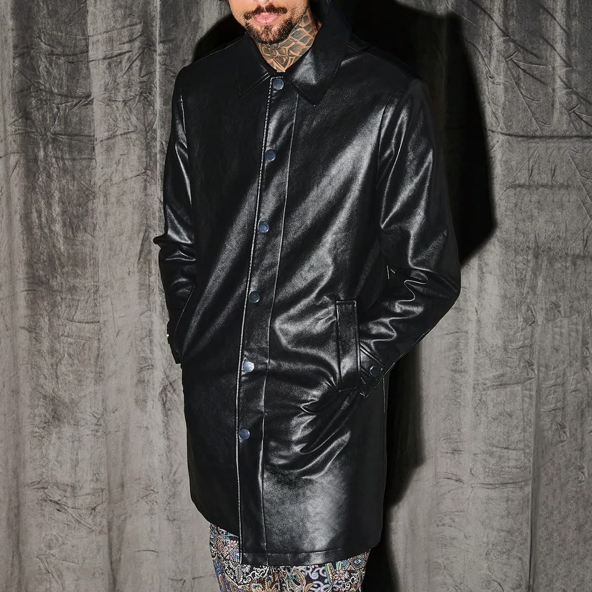 Manteau De Trench Pour Hommes Ã€ Bouton Avant