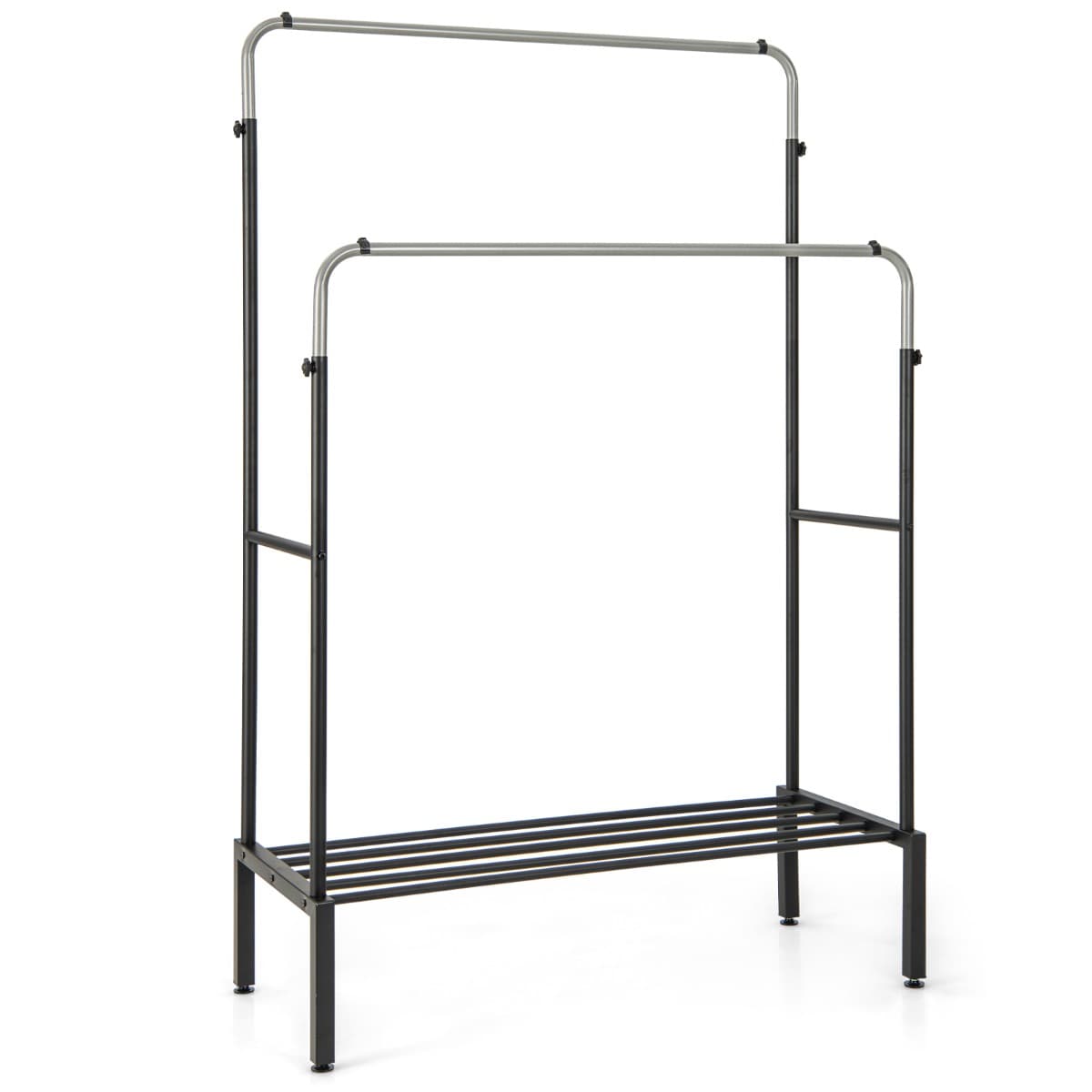CostwayPortant à Vêtements à Double Barre Réglable en Hauteur Portant à Vêtements Métallique Robuste pour Suspendre Les Vêtements Organisateur de