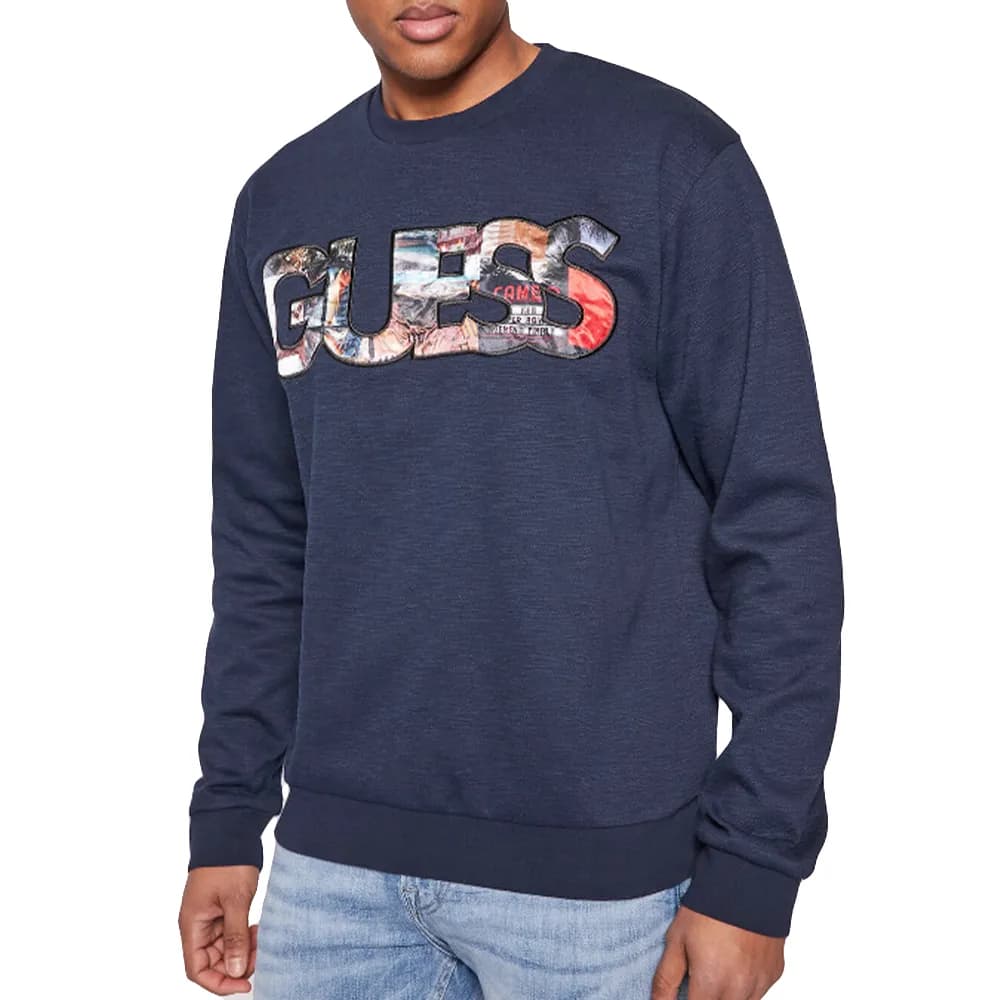 Sweat Guess Big logo original Homme Bleu