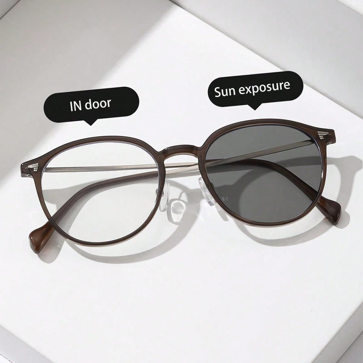 1 pièce Lunettes photochromiques vintage Y2K à monture géométrique pour hommes, accessoires vestimentaires pour la conduite et la vie quotidienne.