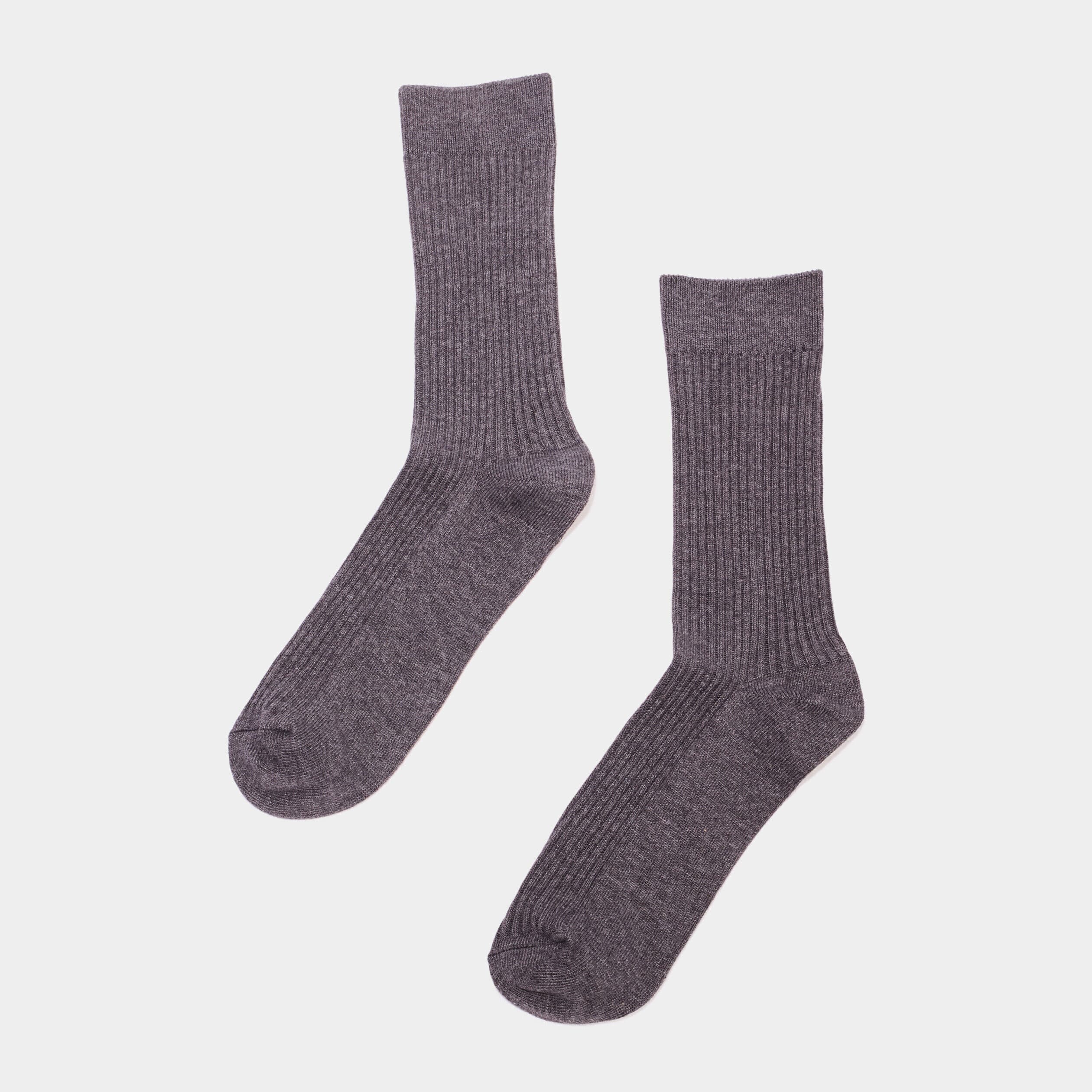 Lot 2 paires chaussettes côtelées gris foncé homme